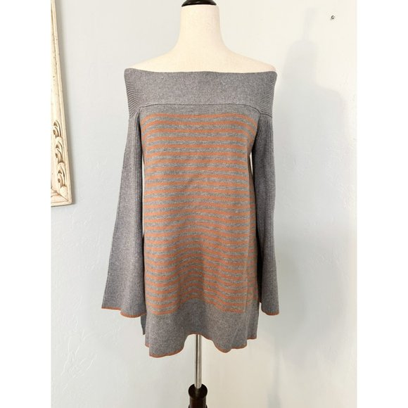 Anthropologie Elise Ribbed Striped Off The Shoulder Sweater Size Small - Picture 4 of 13